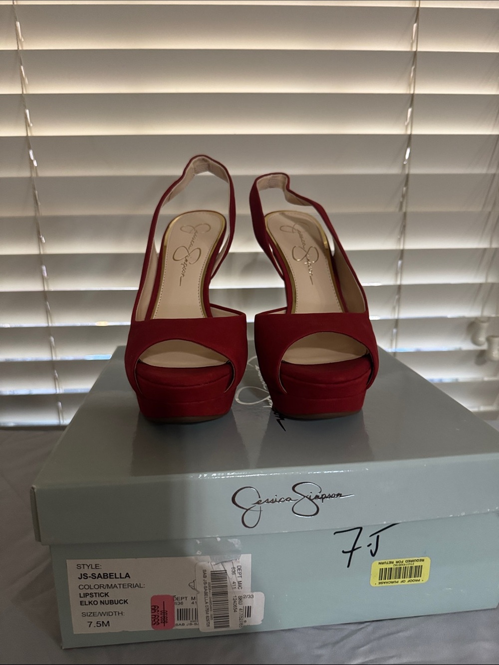 Jessica Simpson Lipstick Red Platform Peep-Toe Slingbacks